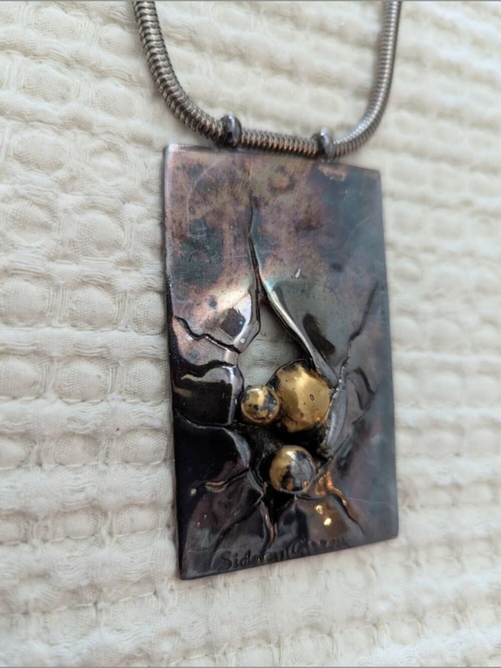 Sidney Carron Statement Metal Necklace Pendant Necklace Made in France - Picture 6 of 7